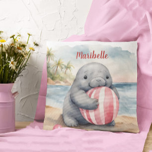 Baby Manatee Girls Personalised Cushion