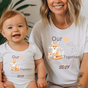 Baby Matching Fox Our First Mother's Day Together Bodysuit