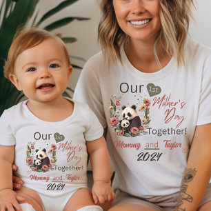 Baby Matching Panda Our First Mother'sday Together Bodysuit
