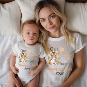 Baby Matching Tiger Our First Mother'sDay Together Bodysuit