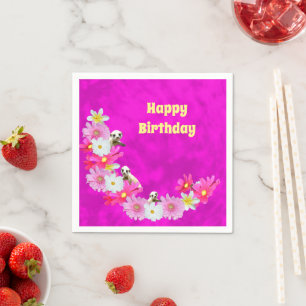 Baby Meerkat And Flowers, Birthday Paper Napkins