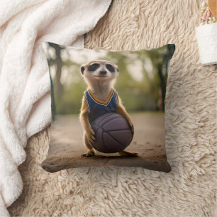 Baby Meerkat Basketball Player,  Cushion