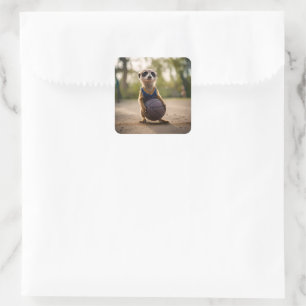 Baby Meerkat Basketball Player,  Square Sticker