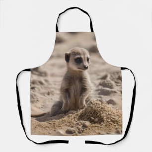 Baby Meerkat Playing In Sand, Apron