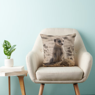 Baby Meerkat Playing In Sand, Cushion