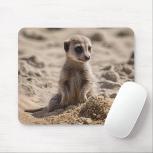 Baby Meerkat Playing In Sand,  Mouse Pad