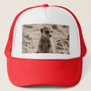 Baby Meerkat Playing In The Sand, Trucker Hat