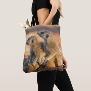Baby Meerkats Hide Under Their Parents Tote Bag