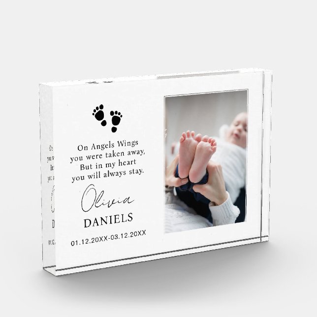 Baby Memorial Baby Loss Memorial Gift Sympathy Photo Block (Left)