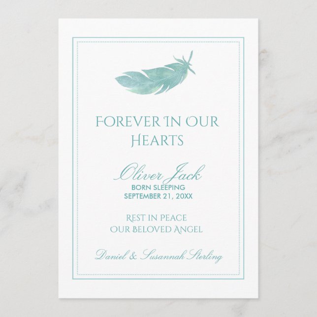 Baby Memorial Forever in Our Hearts | Blue Feather Programme (Front)