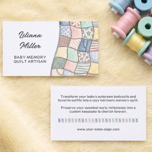 Baby Memory Quilt Artisan Watercolor Patchwork Business Card