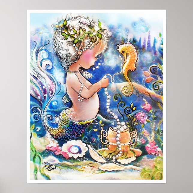 Baby Mermaid and a string of pearls Poster (Front)