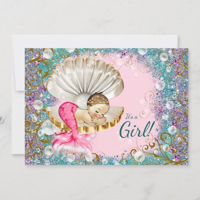 Baby Mermaid Baby Shower Invitations (Front)