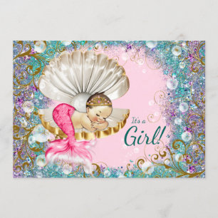 Baby Mermaid Baby Shower Invitations