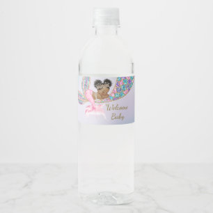 Baby Mermaid  shower Water Label, African American Bottle Label