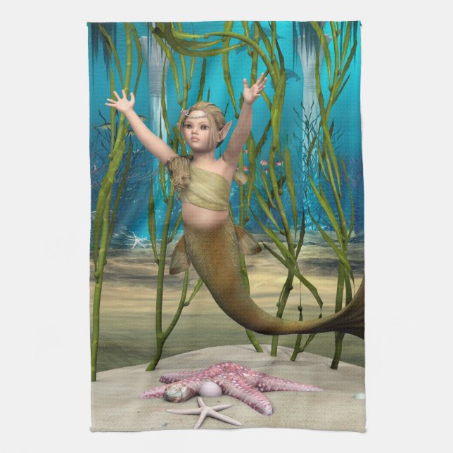 Baby Mermaid Tea Towel (Vertical)