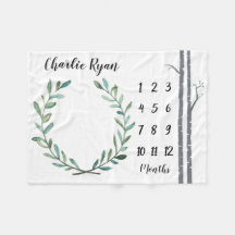 Baby Milestone Blanket Wreath and Birch Trees
