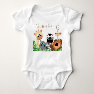 Baby Milestone Editable Month Personalised Zoo Baby Bodysuit