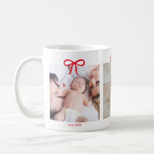 Baby milestones age 3 photo simple red bows mug