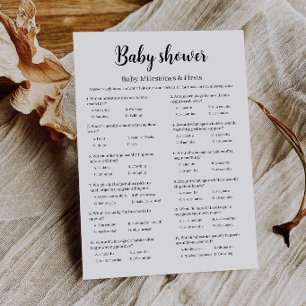 Baby Milestones & Firsts Baby Shower Game, Invitation