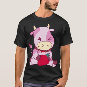 Baby Milk Cow Loves Strawberries Cattle Breeder Fa T-Shirt