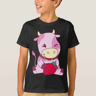 Baby Milk Cow Loves Strawberries Cattle Breeder Fa T-Shirt