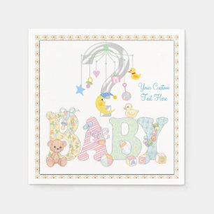 Baby Mobile Gender Reveal Paper Party Napkins