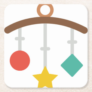 baby mobile square paper coaster