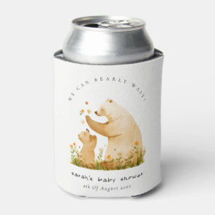 Baby Mom Bearly Wait Floral Neutal Baby Shower Can Cooler