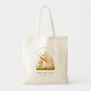 Baby Mom Bearly Wait Floral Neutal Baby Shower Tote Bag
