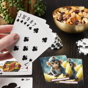 Baby Monkey and Banana Monogram Kids Match Game Playing Cards