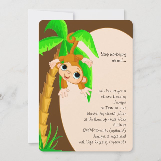 Baby Monkey Baby Shower Invitation (Front)
