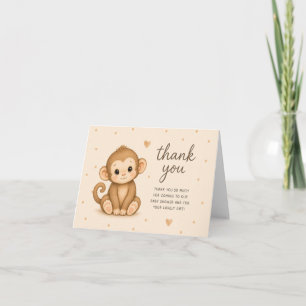 Baby Monkey Baby Shower Thank You Card