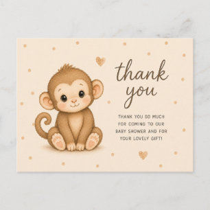 Baby Monkey Baby Shower Thank You Postcard