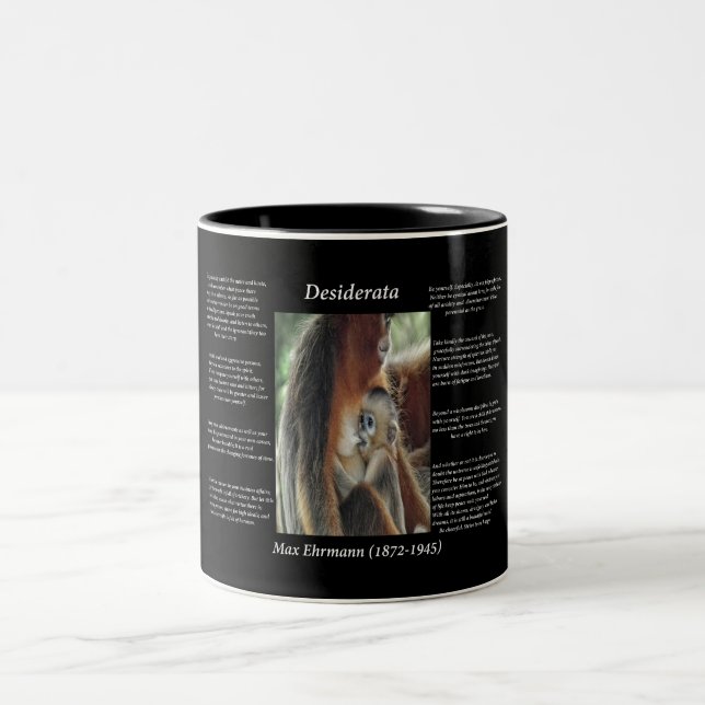 Baby monkey feeding on his mothers love milk Two-Tone coffee mug (Center)