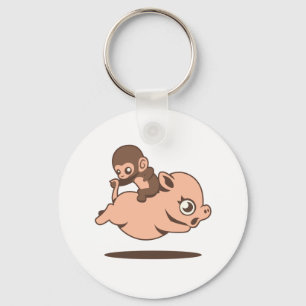 Baby Monkey (Going Backwards on a Pig) Key Ring