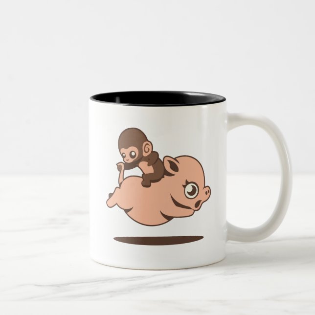 Baby Monkey (Going Backwards on a Pig) Mug (Right)