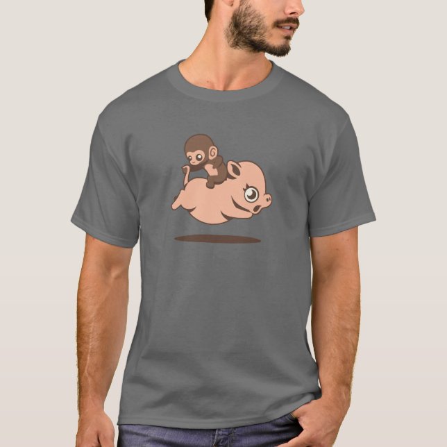Baby Monkey (Going Backwards on a Pig) T-Shirt (Front)