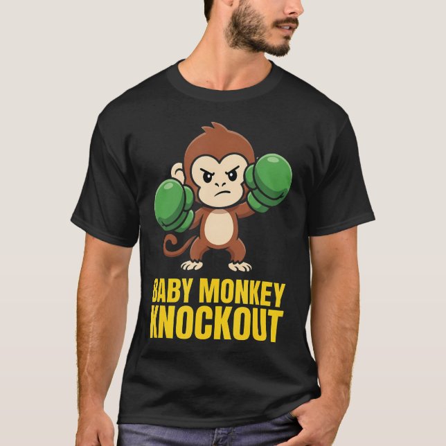 Baby Monkey Knockout Funny Kawaii Boxing T-Shirt (Front)