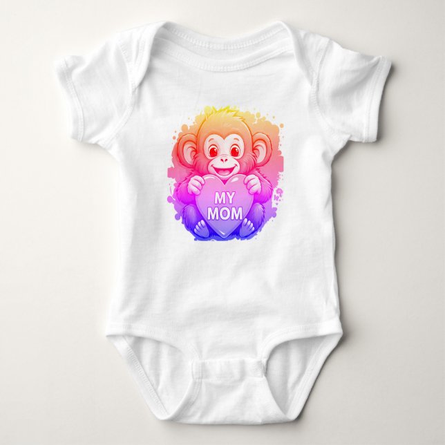 baby monkey- my mum  baby bodysuit (Front)