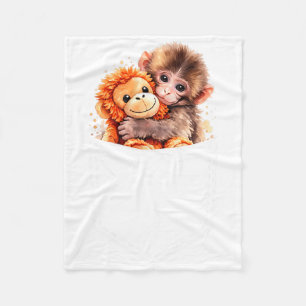 Baby Monkey Punch and Ora-Mama Pocket Funny Men Fleece Blanket