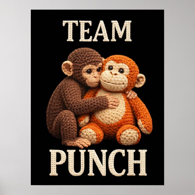 Baby Monkey Punch Crochet Pattern Cute Amigurumi Poster (Front)