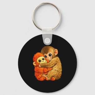 Baby monkey punch - funny monkey plush toy meme key ring