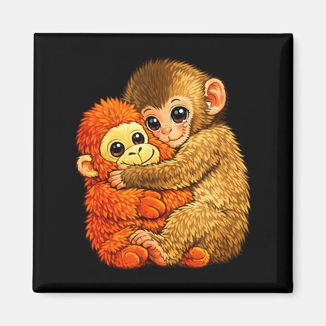 Baby monkey punch - funny monkey plush toy meme  magnet (Front)