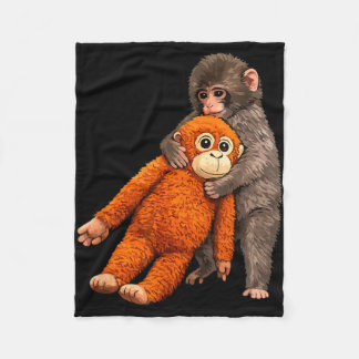 Baby monkey punch hugging  fleece blanket