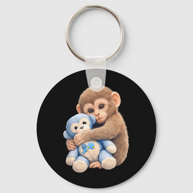 Baby Monkey Punch Hugging Plush Toy Autism Key Ring (Front)