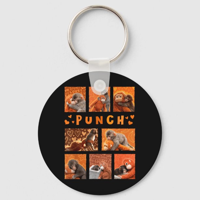 Baby Monkey Punch Mama Monkey Stuff Hugs Kids Men Key Ring (Front)
