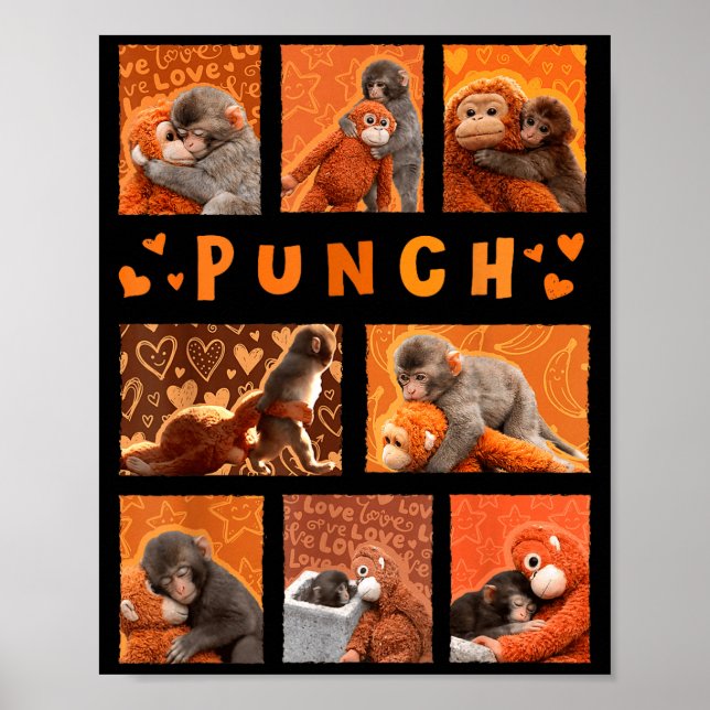Baby Monkey Punch Mama Monkey Stuff Hugs Kids Men Poster (Front)