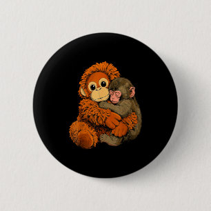 Baby monkey punch mama monkey toy warm hug cute 6 cm round badge
