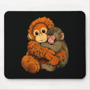 Baby monkey punch mama monkey toy warm hug cute mouse pad